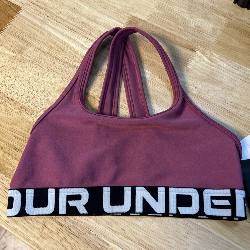 Under Armour Girls Sports Bra Fuchsia Crossback Youth Medium 1390066-659